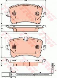 Колодки тормозные дисковые задние Audi A4, A5,A6,A7,A8 (08-) TRW GDB1902 (фото 1)