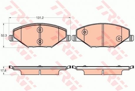 Колодка гальм. диск. SKODA FABIA 1.2-1.6 2007-2014, VW POLO 1.6 2010 - передн. (вир-во) TRW GDB2027 (фото 1)