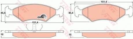 Колодка гальм. диск. FORD ESCORT передн. (вир-во) TRW GDB255 (фото 1)