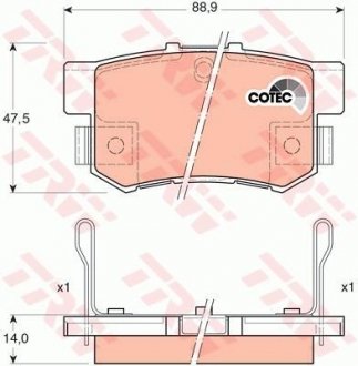 Колодка гальм. диск. HONDA ACCORD, CIVIC задн. (вир-во) TRW GDB3175 (фото 1)