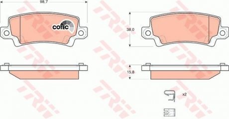 Колодка гальм. диск. TOYOTA COROLLA задн. (вир-во) TRW GDB3289 (фото 1)