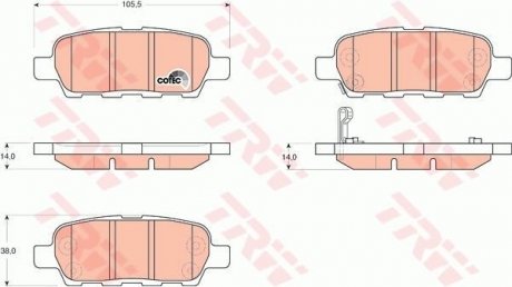 Колодка торм. диск. INFINITI FX, NISSAN X-TRAIL (T30) задн. (пр-во) TRW GDB3294 (фото 1)