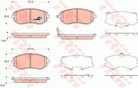 Колодка гальм. диск. SUBARU LEGACY IV передн. (вир-во) TRW GDB3371 (фото 1)