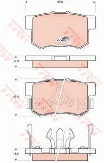 Колодка гальм. диск. HONDA ACCORD, CR-V задн. (вир-во) TRW GDB3438 (фото 1)