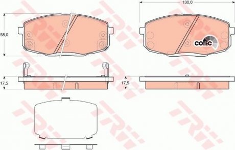 Колодка торм. диск. HYUNDAI i30, KIA CEE\D передн. (пр-во) TRW GDB3450 (фото 1)