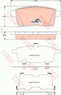 Колодка гальм. диск. MAZDA CX-7 задн. (вир-во) TRW GDB3472 (фото 1)