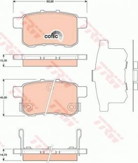 Колодка торм. диск. HONDA ACCORD задн. (пр-во) TRW GDB3482 (фото 1)