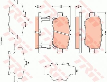 Колодка гальм. диск. HONDA LEGEND задн. (вир-во) TRW GDB3512 (фото 1)