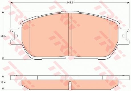 Комплект гальмівних колодок передн, LEXUS ES TOYOTA AVALON, CAMRY, SIENNA, SOLARA, TACOMA 2.4-3.5 08.01- TRW GDB3612 (фото 1)