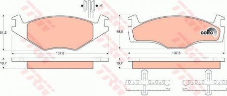 Колодка торм. диск. SEAT CORDOBA (6K2/C2), IBIZA II (6K1), VW CADDY I передн. (пр-во) TRW GDB454 (фото 1)