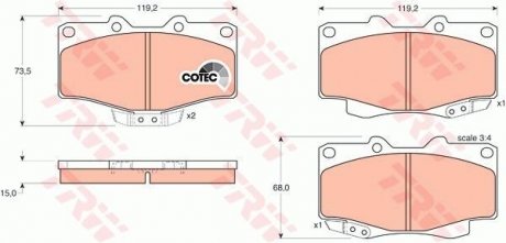 Колодка гальм. диск. TOYOTA HILUX передн. (вир-во) TRW GDB797 (фото 1)