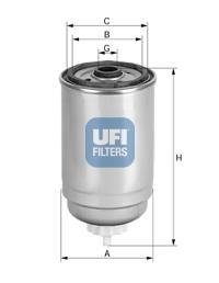 Фильтр топливный FIAT BRAVA 1.9 JTD -01 (OE) (пр-во) UFI 24.408.00 (фото 1)