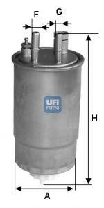 Фільтр паливний FIAT DOBLO 1.9 JTD 01-, 1.3 MTJD 10- (вир-во) UFI 24.ONE.00 (фото 1)