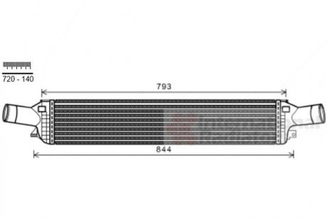 Радіатор інтеркулера Audi A4/A5/A6 2.7/3.0TDI/3.2FSI 07-18/Porsche Macan 2.0i/3.0D 14- Van Wezel 03004319 (фото 1)
