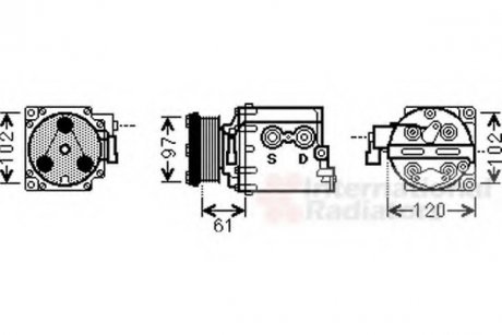 Компресор кондиціонера Ford Connect 1.8TDCi 02-13 Van Wezel 1800K436 (фото 1)