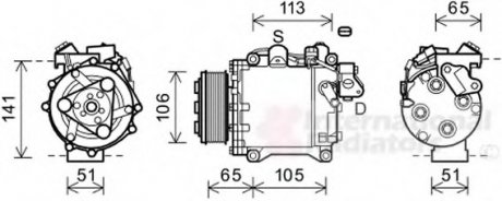 Компрессор кондиціонера Honda CR-V III 2.4 i-VTEC 06- Van Wezel 2500K263 (фото 1)