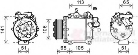 Компресор кондиціонера Honda CR-V III 2.4 i-VTEC 06- Van Wezel 2500K263 (фото 1)