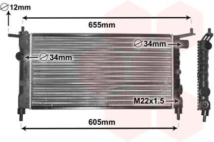 Радіатор охолодження двигуна CORSA B/COMBO 1.2/1.4/1.6 Van Wezel 37002183 (фото 1)