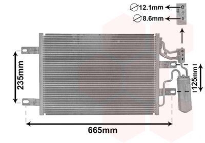 Радиатор кондиціонера (з осушувачем) Meriva A 1.3/1.7 CDTI 03-10 Van Wezel 37015394 (фото 1)