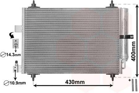 Радиатор кондиціонера (з осушувачем) Citroen C5 II/III/C6/Peugeot 407 1.6-3.0D 02- Van Wezel 40005286 (фото 1)
