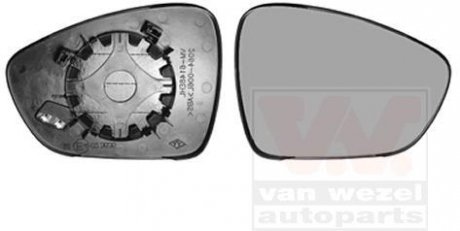 Стекло дзеркала (з підігрівом) Citroen DS5/Peugeot 508 10- (R) Van Wezel 4068838 (фото 1)