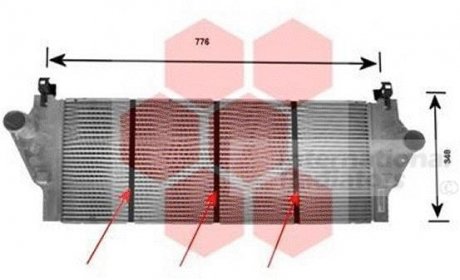Радиатор інтеркулера Renault Espace III/Laguna II 1.9 dCi/2.0 Turbo 99- Van Wezel 43004295 (фото 1)