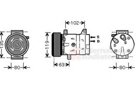 Компрессор кондиціонера Renault Master II/Trafic II/Megane 1.9-2.5dCi 00- Van Wezel 4300K440 (фото 1)