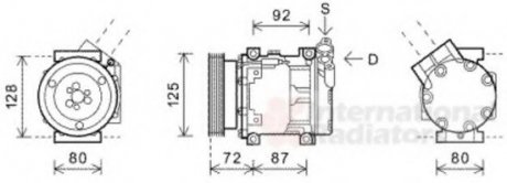 Компрессор кондиціонера Dacia Logan 04-/Renault Sandero 08-/Duster 10-18 Van Wezel 4300K468 (фото 1)