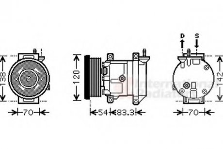 Компрессор кондиціонера CHEVROLET AVEO, LACETTI, NUBIRA (вир-во) Van Wezel 8100K071 (фото 1)