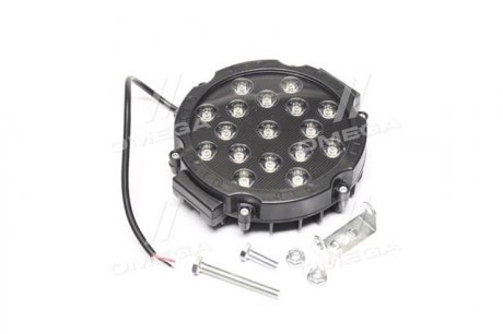 Фара LED кругла 51W (17*3W) 202*160*65мм, широкий промінь 12/24V 6000К (Руслан-Комплект) Wassa (Руслан-Комплект) ФР-135 (фото 1)