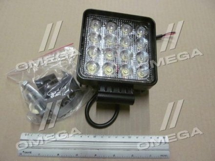 Фара LED квадратна 48W, 16лампx3W, 108*131*58, вузький промінь 12/24V 6000K (Руслан-Комплект) Wassa (Руслан-Комплект) ФР-220 (фото 1)