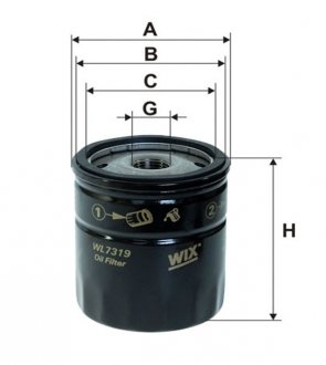 Фильтр масляный двигателя /OP566/2 (пр-во) WIX FILTERS WL7319 (фото 1)