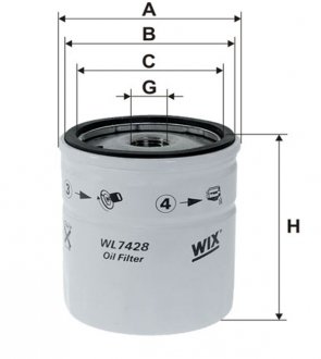 Фильтр масляный DAEWOO LANOS, ZAZ SENS 1.5 97- (пр-во -FILTERS) WIX FILTERS WL7428 (фото 1)