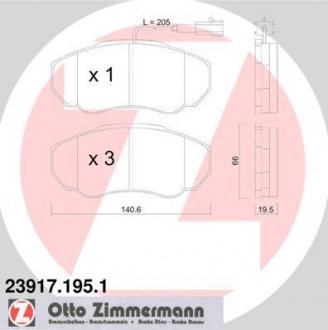 Колодки гальмівні (передние) Citroen Jumper/Fiat Ducato/Peugeot Boxer 94- R15 (з датчиком) (Brembo) ZIMMERMANN 23917.195.1 (фото 1)