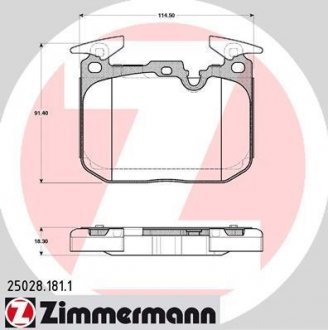 Колодки гальмівні дискові ZIMMERMANN 25028.181.1 (фото 1)