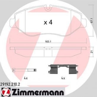 Колодки гальмівні (передние) MB Sprinter 209-319CDI/VW Crafter 06-/MB Vito/Viano (W639/W447)) 03- ZIMMERMANN 29192.210.2 (фото 1)