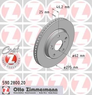 Диск гальмівний ZIMMERMANN 590.2800.20 (фото 1)